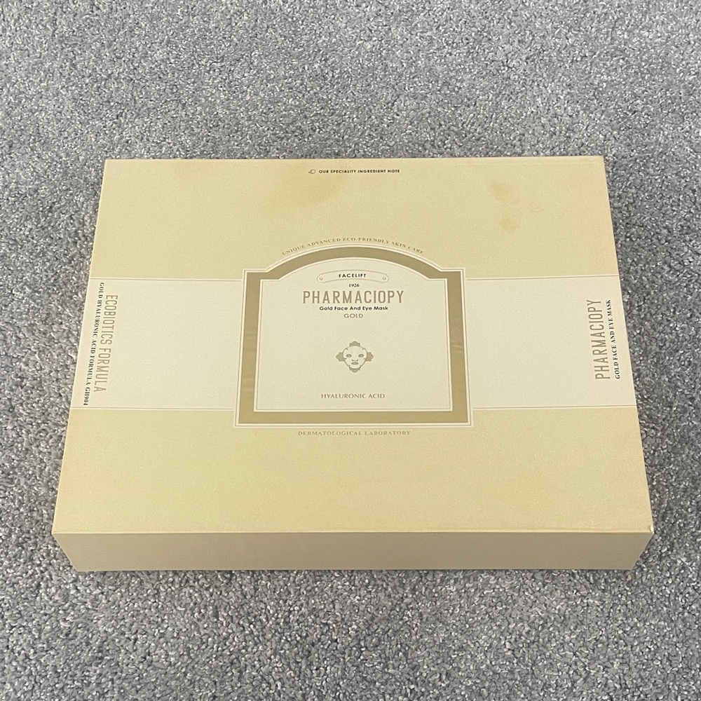Pharmaciopy Gold Hyaluronic Face and Eye mask set.